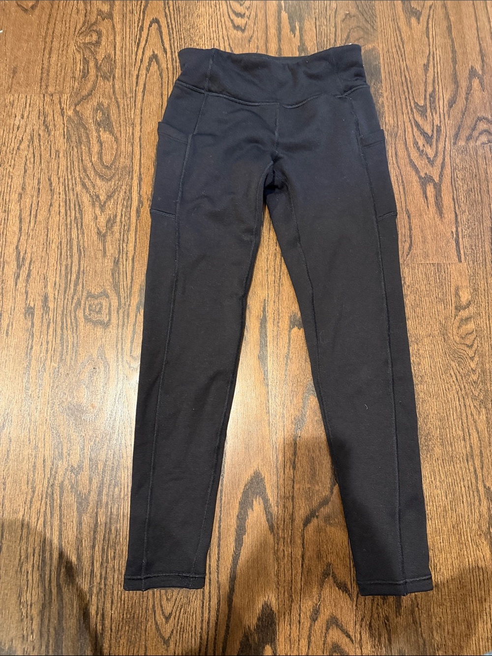 Kids Black High-Waist Fleece Leggings